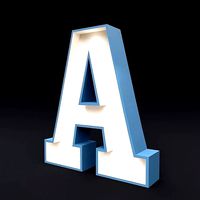 Marquee letter A glow sign 3dmodel
