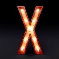 Marquee letter X light bulb wooden glow sign 3dmodel