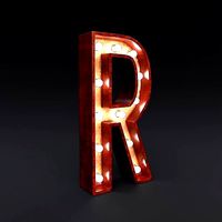 Marquee letter R light bulb wooden glow sign 3dmodel