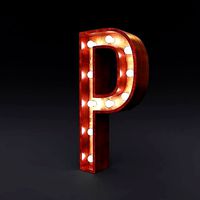 Marquee letter P light bulb wooden glow sign 3dmodel