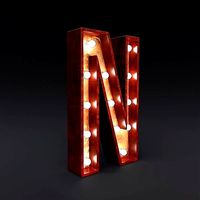 Marquee letter N light bulb wooden glow sign 3dmodel