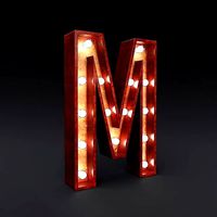 Marquee letter M light bulb wooden glow sign 3dmodel