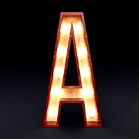 Marquee letter A light bulb wooden glow sign 3dmodel