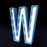 Marquee letter W led glow sign 3dmodel