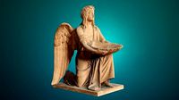BAPTISMAL ANGEL KNEELING STATUE LOW POLY
