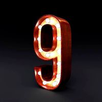 Marquee number nine light bulb wooden glow sign 3dmodel