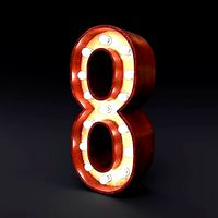 Marquee number eight light bulb wooden glow sign 3dmodel