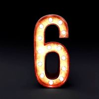 Marquee number six light bulb wooden glow sign 3dmodel