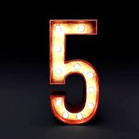 Marquee number five light bulb wooden glow sign 3dmodel