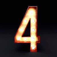 Marquee number four light bulb wooden glow sign 3dmodel