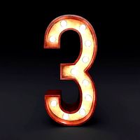 Marquee number three light bulb wooden glow sign 3dmodel