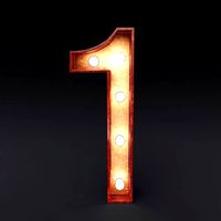 Marquee number one light bulb wooden glow sign 3dmodel