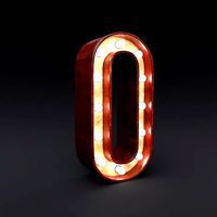 Marquee number zero light bulb wooden glow sign 3dmodel