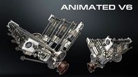 V6 Engine Working Animated
