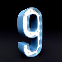Marquee number nine light bulb glow sign 3dmodel