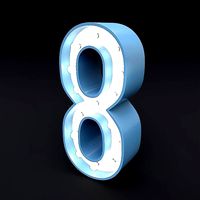 Marquee number eight light bulb glow sign 3dmodel