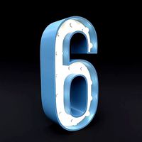 Marquee number six light bulb glow sign 3dmodel