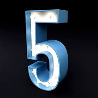 Marquee number five light bulb glow sign 3dmodel