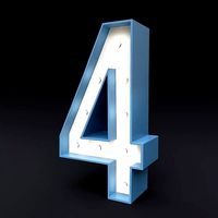 Marquee number four light bulb glow sign 3dmodel