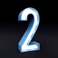 Marquee number two light bulb glow sign 3dmodel