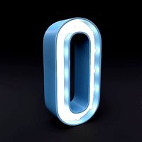 Marquee number zero light bulb glow sign 3dmodel
