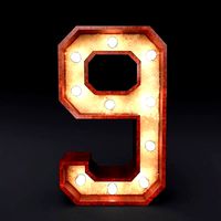 Marquee number nine wooden led glow sign 3dmodel