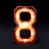 Marquee number eight wooden led glow sign 3dmodel