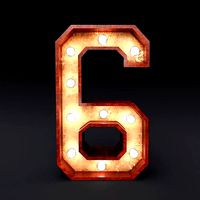 Marquee number six wooden led glow sign 3dmodel