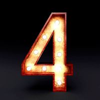 Marquee number four wooden led glow sign 3dmodel