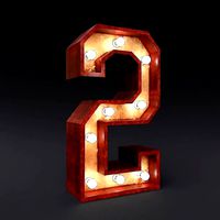 Marquee number two led wooden glow sign 3dmodel