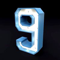 Marquee number nine led glow sign 3dmodel