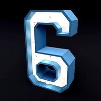 Marquee number six led glow sign 3dmodel