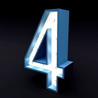 Marquee number four led glow sign 3dmodel