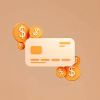 3D Illustration bank card with dollar coin