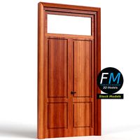 Wooden door with transom window
