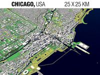 Chicago Illinois USA 25x25km 3D City Map