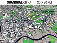 Shanghai China 30x30km 3D City Map