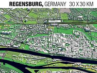 Regensburg Germany 30x30km 3D City Map