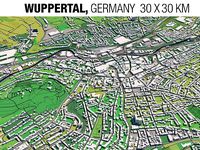 Wuppertal Germany 30x30km 3D City Map