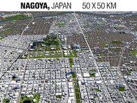 Nagoya Japan 50x50km 3D City Map