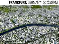 Frankfurt Germany 50x50km 3D City Map