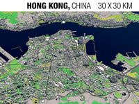 Hong Kong SAR China 30x30km 3D City Map