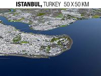 Istanbul Turkey 50x50km City 3D Map