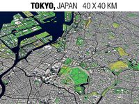 Tokyo Japan 40x40km 3D City Map