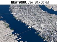 New York 30 x 50 km 3D City Map