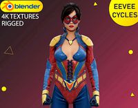Advanced Female Character 75 with Superhero Suit - Rigged -