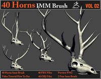 40 Horns IMM Brush VOL 02 - 40 FBX OBJ Files