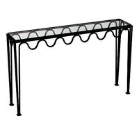 Long Undulating  Meandre Wrought Iron and Glass Console