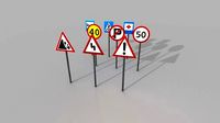 Road signs PBR low-poly game ready