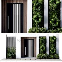 Door outdoor entrance and fence and graden 04